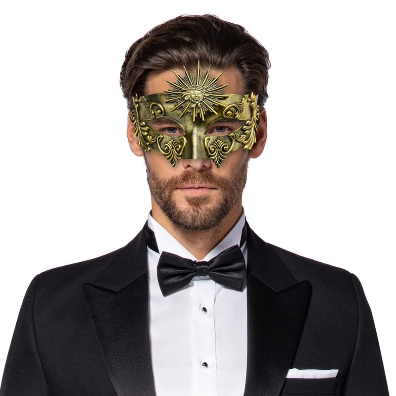 KEFAN Greek Roman Masquerade Mask Halloween Mask Venetian Mardi Gras Mask for Men (Antique Gold) - Image 2